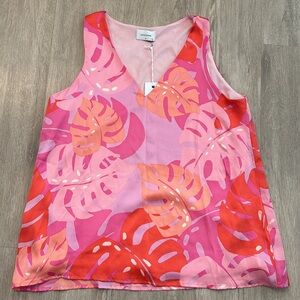 NWT pink and coral flowy sleeveless top size medium